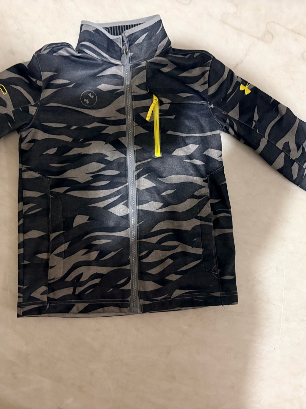 Under Armour Black & Gray Camo Kids' Jacket (infrared) with Yellow Accent